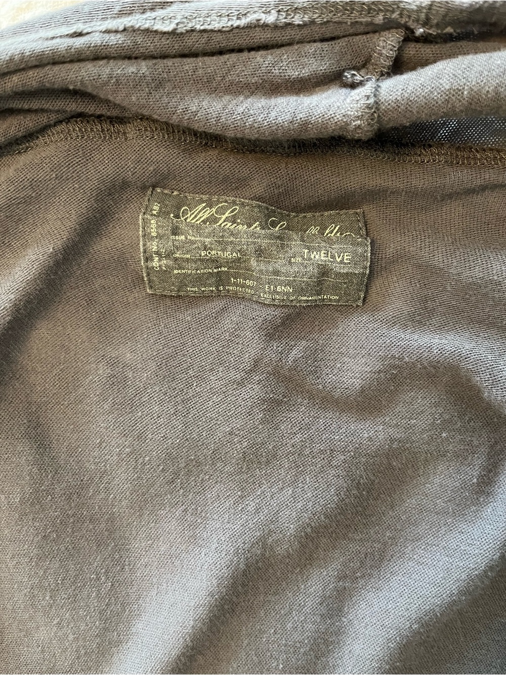 All Saints Charcoal Gray Draped Floral Burnout Cardigan - Picture 5 of 5